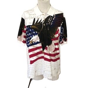 MEN’S GUIDE GEAR MEN’S PATRIOTIC FLAG EAGLE POLO SHIRT SIZE LARGE